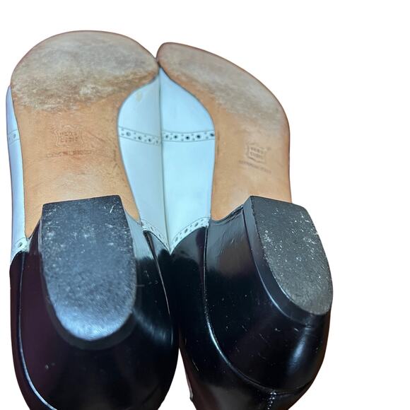 Rare Salvatore Ferragamo Kitten Heels Black - White Size 7 - 7.5 - Picture 11 of 11